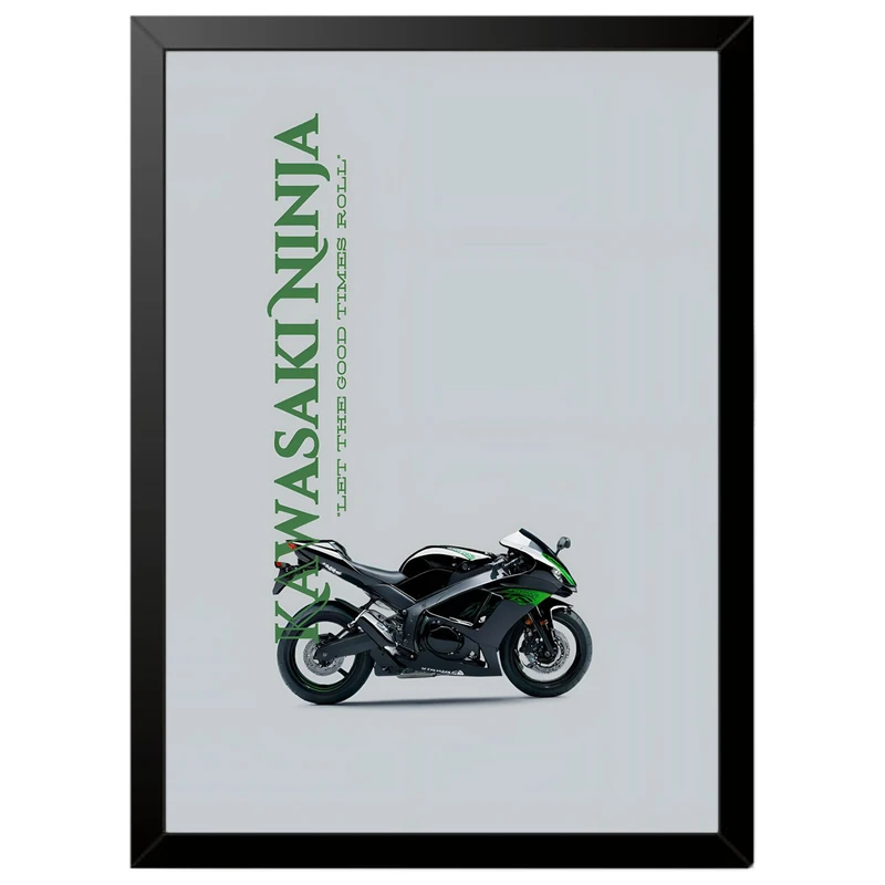 تابلو بکلیت طرح موتور سنگین نینجا کاوازاکی Kawasaki Ninja ZX-6R مدل b-po1694 فریم مشکی