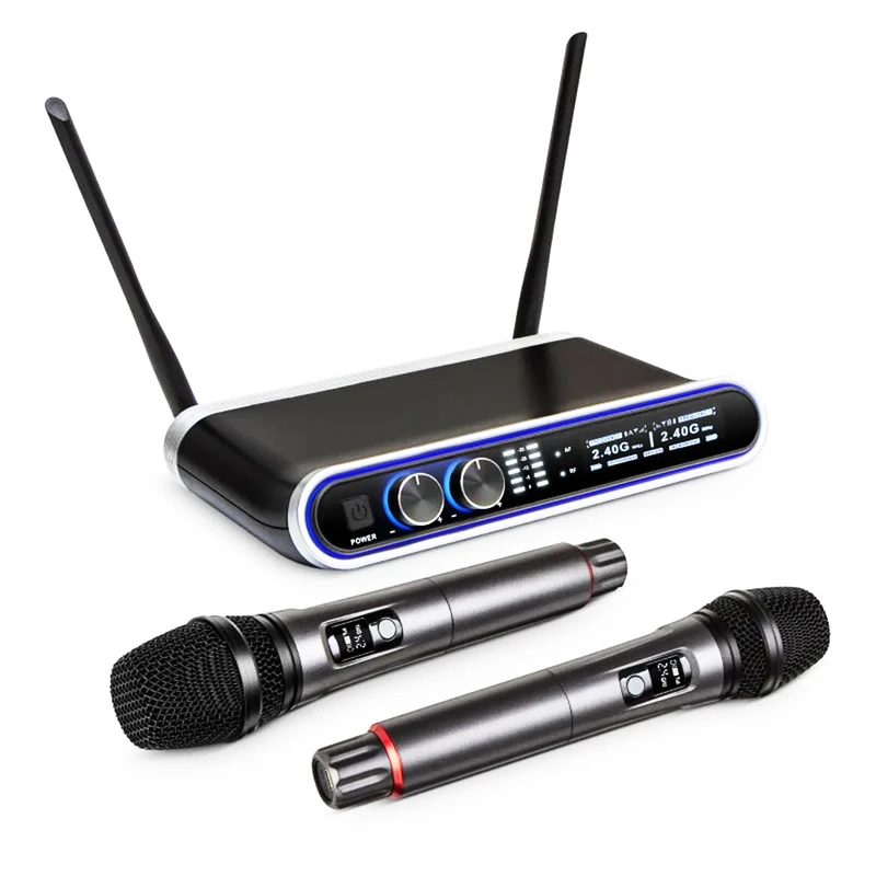 ست میکروفون بی سیم مدل GA-JP300 2.4G با درگاه اتصال XLR و جک 6.3 میلیمتری