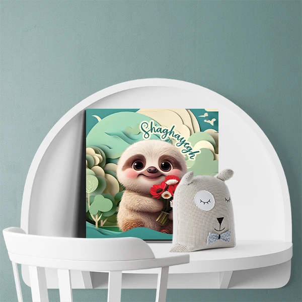 تابلو شاسی لاژید مدل اسم شقایق طرح تنبل کارتونی کد sloth