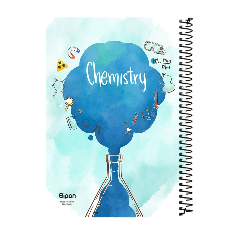 دفتر 200 برگ الیپون طرح شیمی جلد سخت