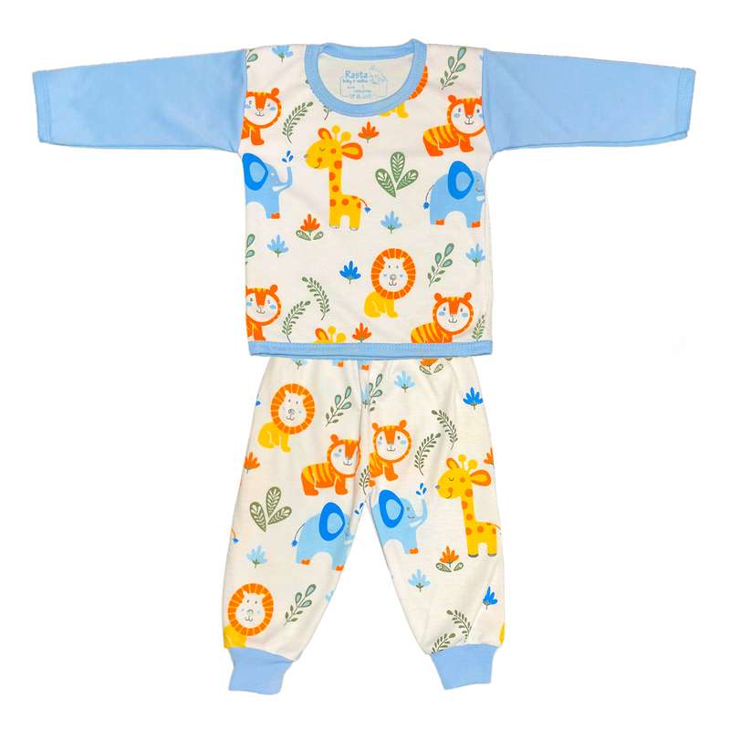 ست تی شرت آستین بلند و شلوار نوزادی مدل جنگلی کد 025