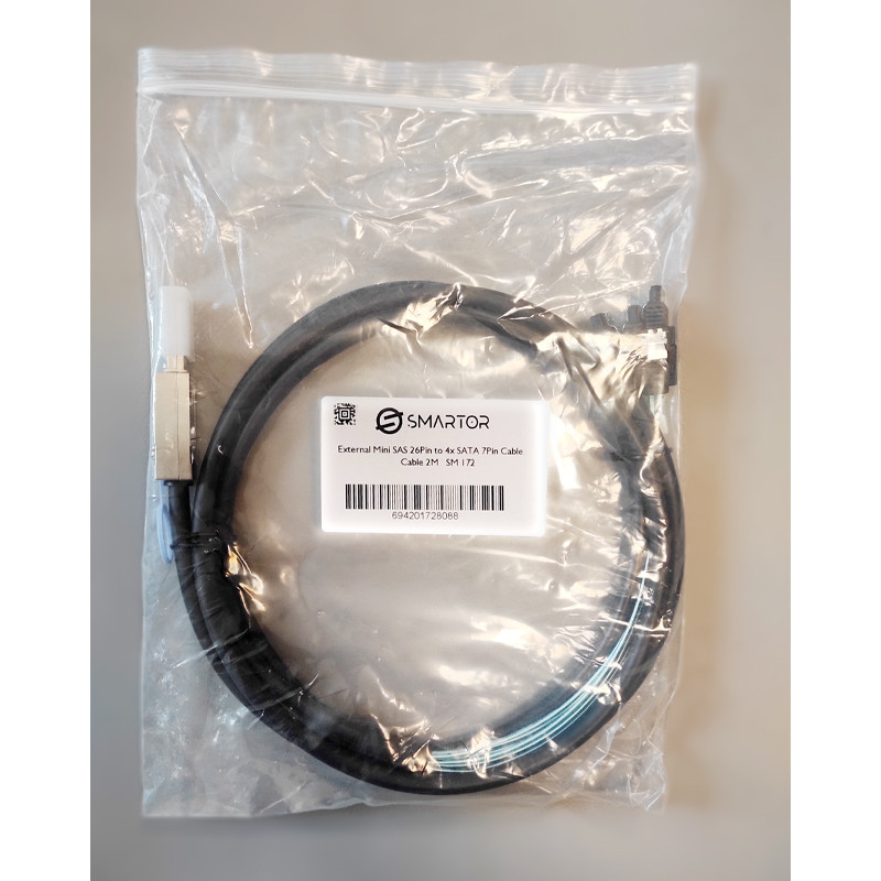 کابل تبدیل Mini SAS SFF-8088 به 4 پورت SATA اسمارطور مدل SM172 طول 2 متر
