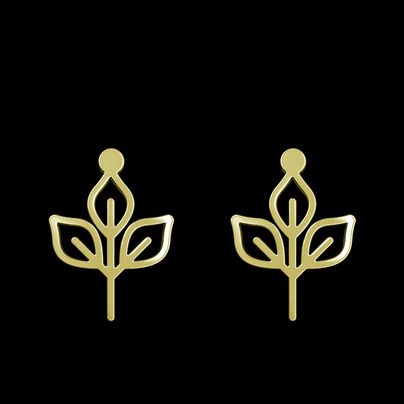 گوشواره طلا 18 عیار زنانه مدوپد مدل برگ کد GA1-15936