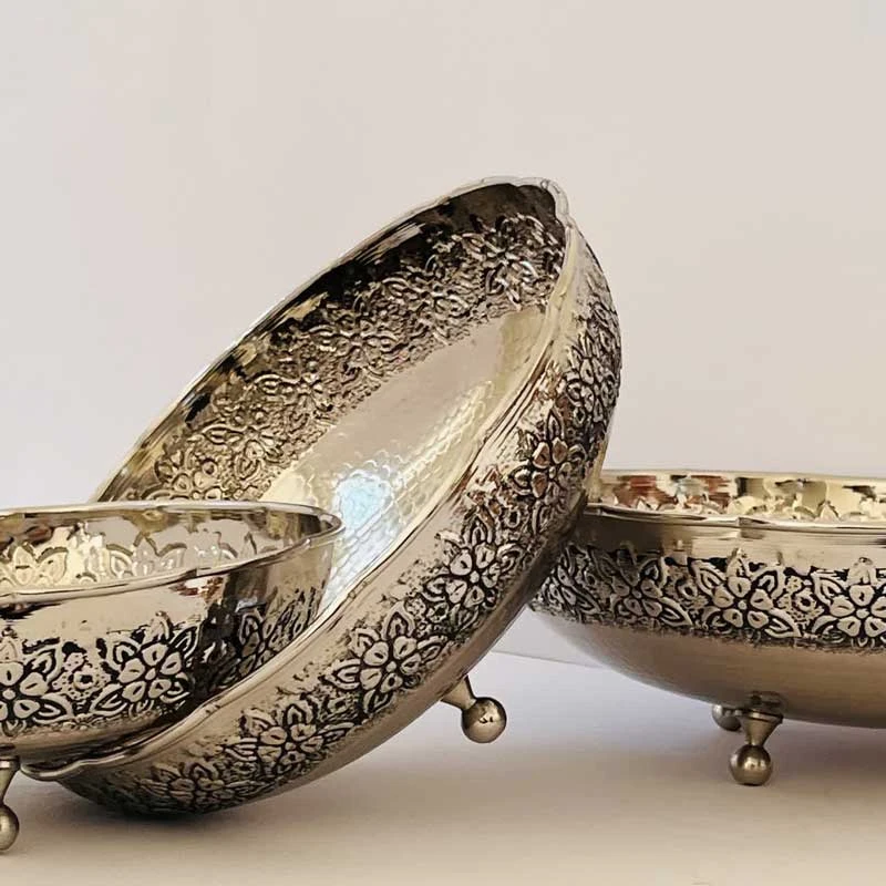 عکس شماره 7 : ست ظروف پذیرایی مسی مدل سه پایه برنجی کد zh321.5