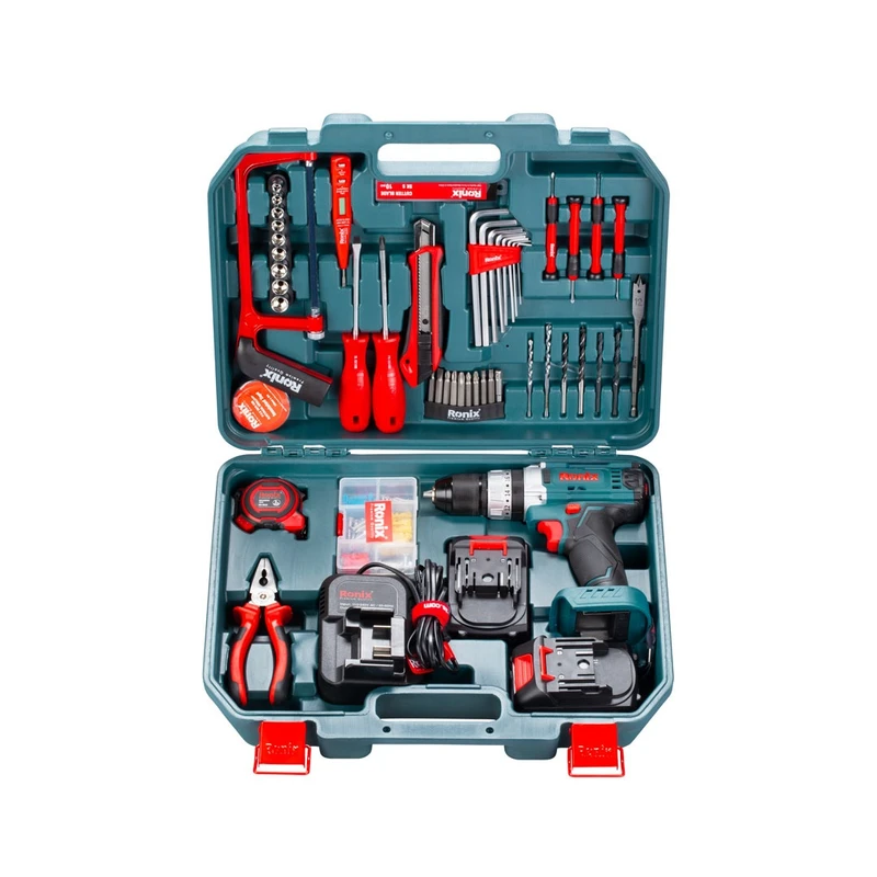 عکس شماره 2 : مجموعه 53 عددی دریل پیچ گوشتی شارژی چکشی رونیکس مدل rs-8620