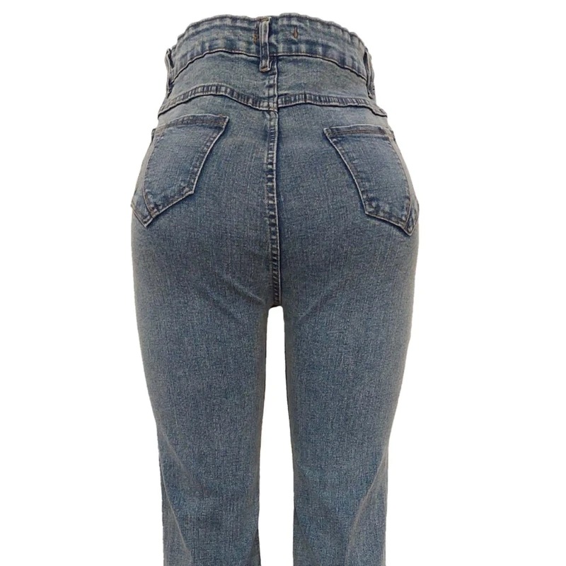 عکس شماره 5 : شلوار جین دم پا گشاد زنانه مدل کد 201221