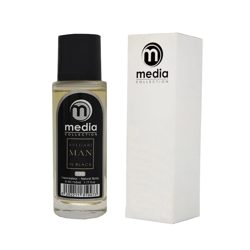 عطر جیبی مردانه مدیا مدل bvlgari man in black  با رایحه گرم  حجم 35 میلی‌لیتر