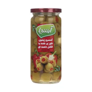 زیتون شور آرشیا با فلفل دلمه ای - 480 گرم