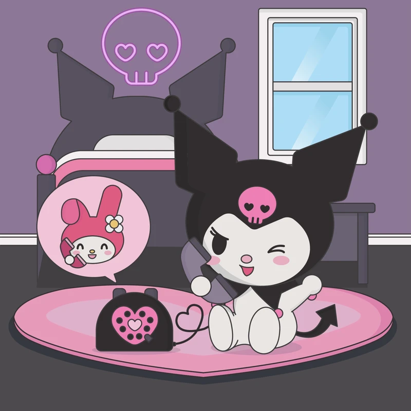 فرش پارچه‌ای مدل kuromi کد p1