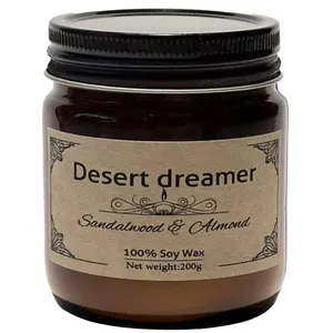 شمع معطر مدل گیاهی بادام تلخ و چوب صندل