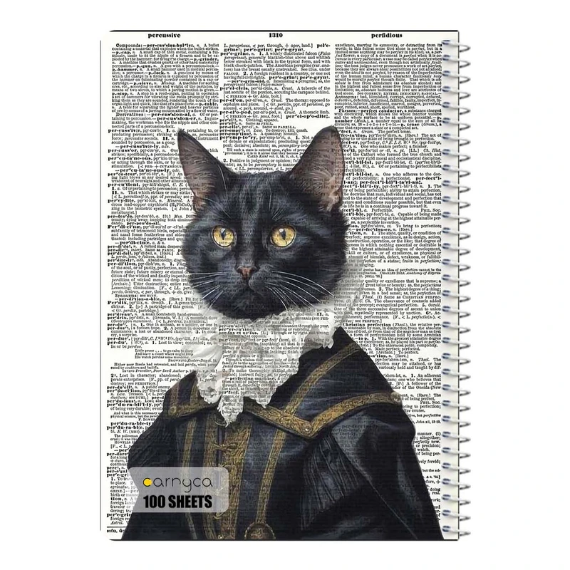 دفتر مشق 100 برگ سیمی کارنیکا طرح روزنامه وینتج حیوانات Vintage Newspaper Animals کد 46686