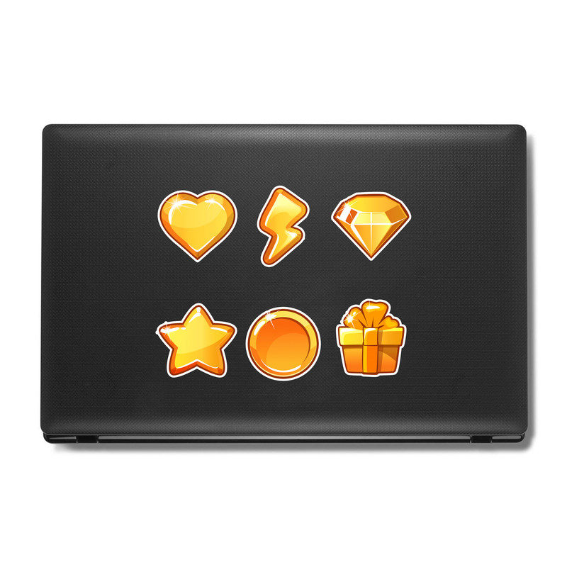 استیکر لپ تاپ و موبایل بووم طرح طلا مدل Icon کد MA40 مجموعه 6 عددی