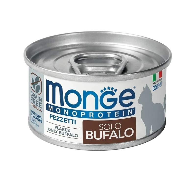 کنسرو غذای گربه بالغ مونژه مدل Monoprotein Flakes طعم بوفالو وزن 80 گرم