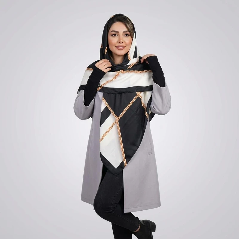 روسری زنانه مدل ابریشم لاکچری مجلسی طرح زنجیری کد ana-2824