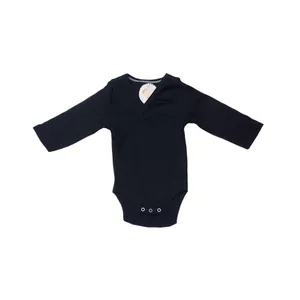 بادی آستین بلند نوزادی مدل ساده کد 0280 رنگ مشکی