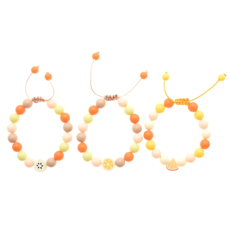 دستبند دخترانه دلنار گالری مدل میوه های استوایی بسته 3 عددی