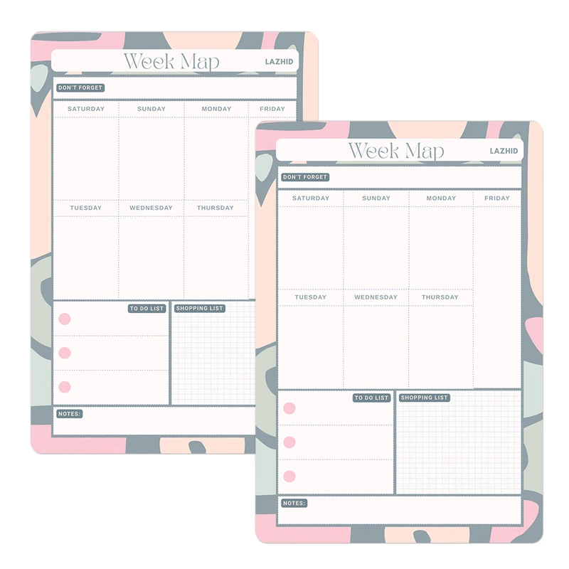 تخته وایت برد لاژید طرح پلنر روزانه و هفتگی سایز 20X30 سانتیمتر  مجموعه 2 عددی