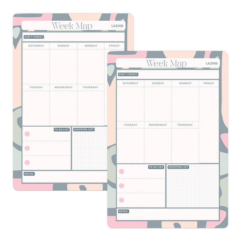 تخته وایت برد لاژید طرح پلنر روزانه و هفتگی سایز 20X30 سانتیمتر  مجموعه 2 عددی