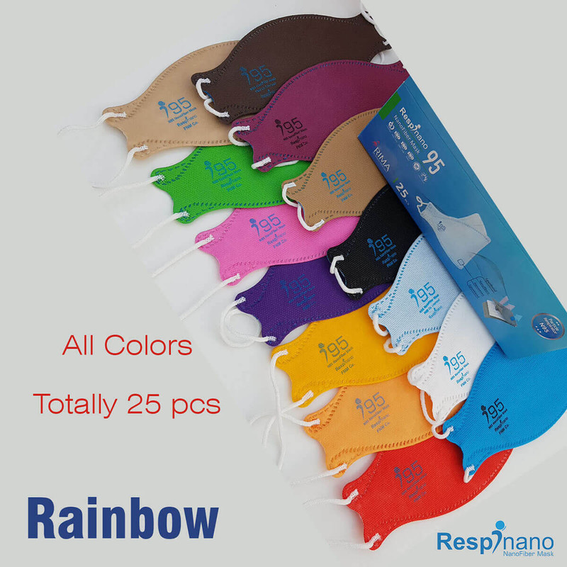 ماسک تنفسی ریما مدل سه بعدی نوجوان N95 نانو کد RainBow_MF95 بسته 25 عددی