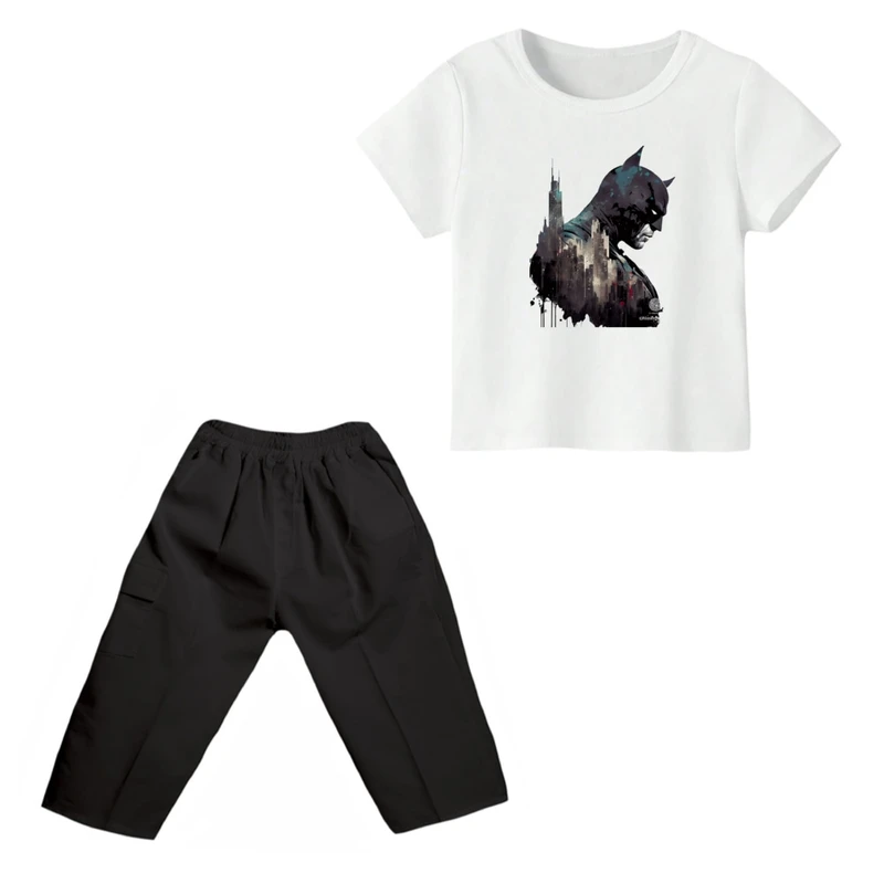 ست تی شرت و شلوارک پسرانه مدل بتمن کد ۲۷