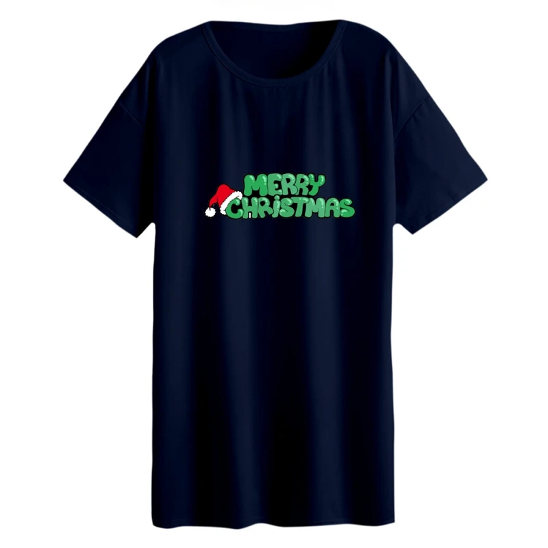 تی شرت لانگ زنانه مدل نوشته کریسمس کد 19