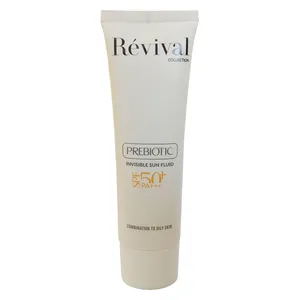 فلوئید ضد آفتاب بدون رنگ کلکسیون رویوال spf 50 مدل PREBIOTIC مناسب پوست های چرب و مختلط حجم 50 میلی لیتر