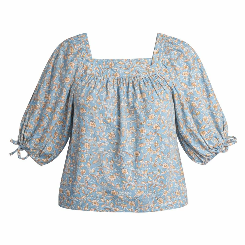 بلوز آستین سه ربع یقه خشتی زنانه مدل 006