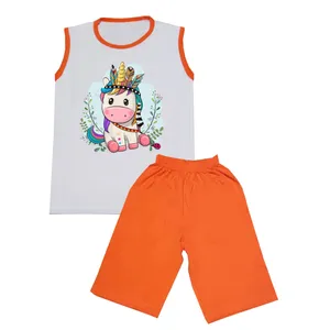 ست تاپ و شلوارک بچگانه مدل اسب تک شاخ کد  STb4019