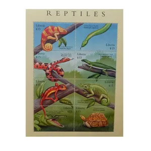 تمبر یادگاری مدل خزندگان لیبریا مجموعه 8 عددی