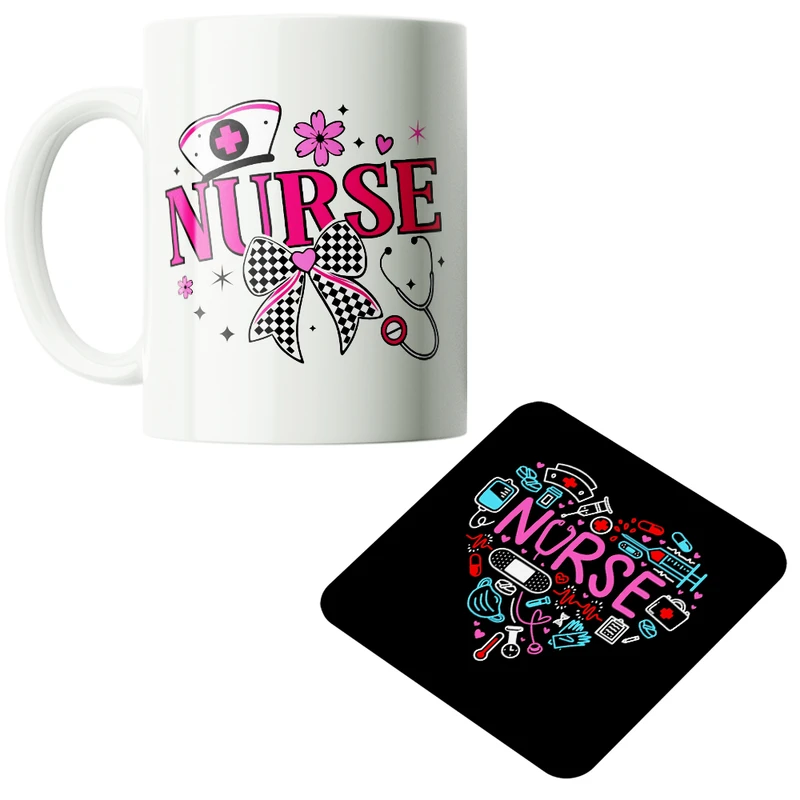 ماگ پاد آفرین مدل پرستاری کد PZ475 به همراه زیرلیوانی