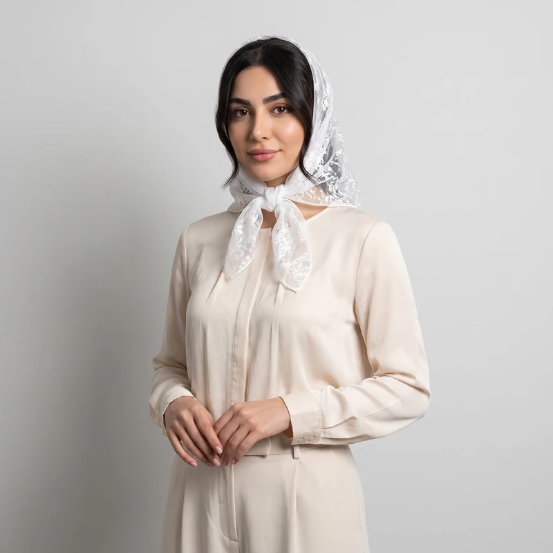 مینی اسکارف زنانه توری طرح زیگ‌زاگ مدل 02