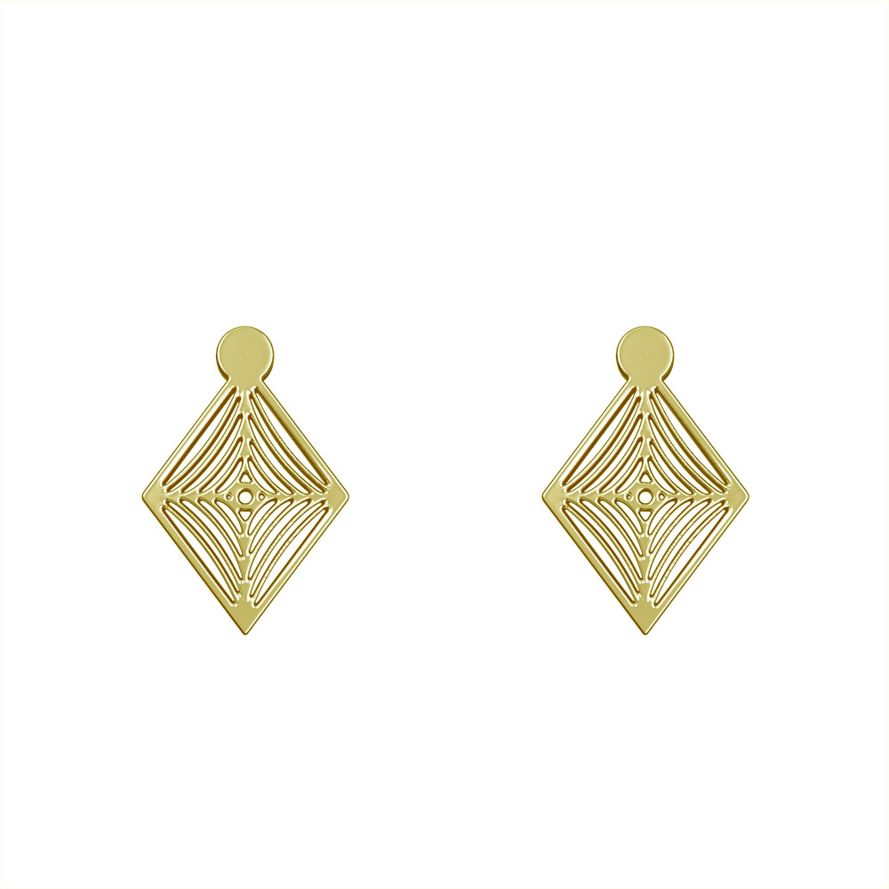 گوشواره طلا 18 عیار زنانه مدوپد مدل لوزی کد GA1-11034