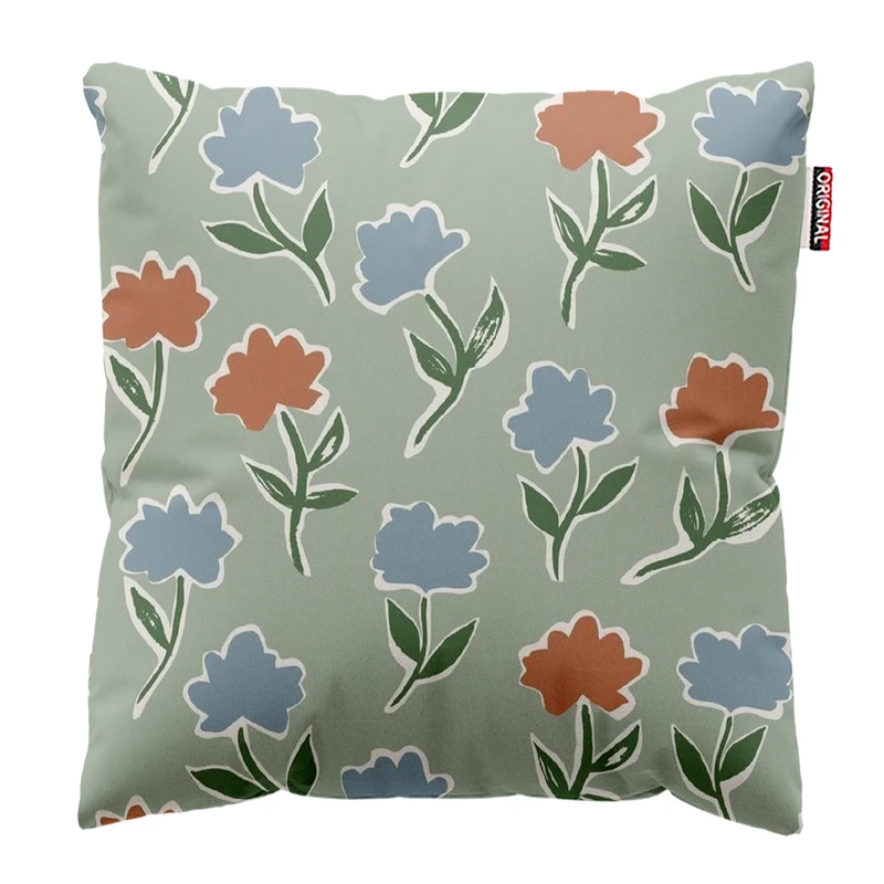 کوسن پاد آفرین مدل مینیمال طرح گل و برگ کد PK303218 سایز 30*30 سانتی متر