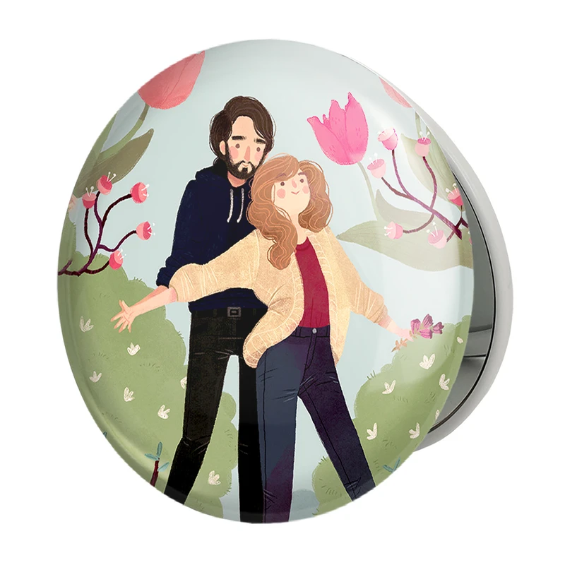 آینه جیبی خندالو طرح عاشقانه مدل تاشو کد 27116 