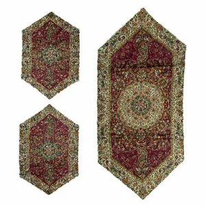 ست 3 تکه رومیزی ترمه طرح افشار مدل ابریشم کدb3100 