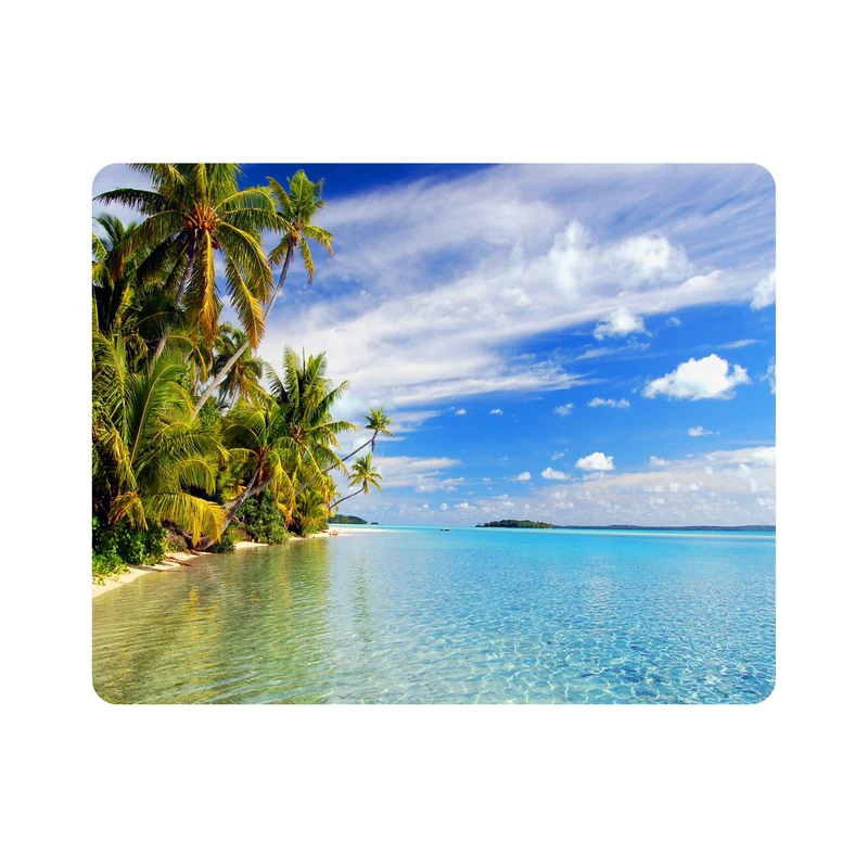 ماوس پد اطلس آبی طرح  دریا و درخت و نخل  مدل T7235