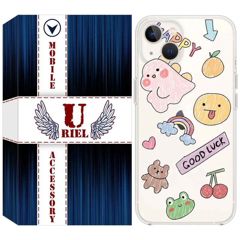 کاور ژله ای یوریل قاب مدل Clear کد 10 طرح نقاشی مناسب برای گوشی موبایل اپل iPhone 13