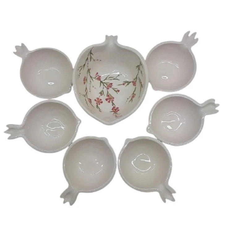 کاسه سرامیکی طرح گل و مرغ مدل نارگل کد 3548937 مجموعه 7 عددی