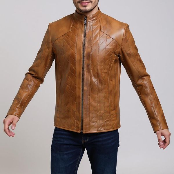 کت چرم مردانه مدل لوزی شنون 