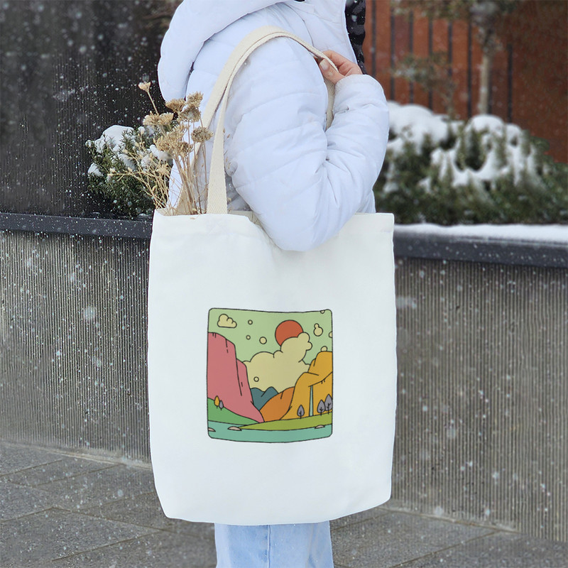 ساک خرید پارچه ای خندالو طرح طبیعت مدل توت بگ کد 7350