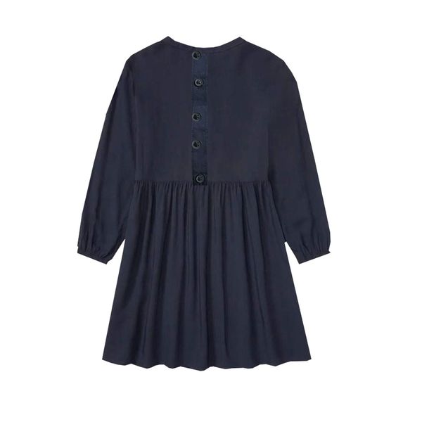 پیراهن آستین بلند یقه گرد دخترانه پیپرتس مدل دکمه دار کد 0514 رنگ سرمهای