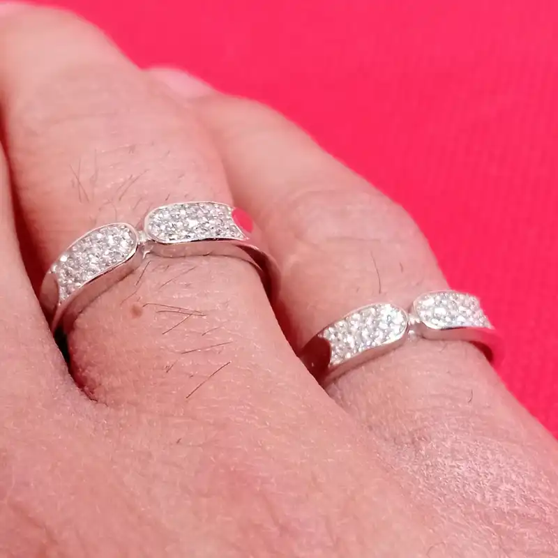 ست انگشتر نقره زنانه و مردانه گالری شمرون مدل رادیوم