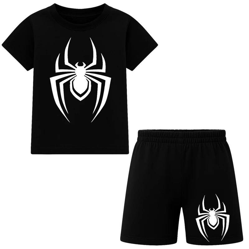 ست تی‌شرت آستین کوتاه و شلوارک راحتی پسرانه مدل M61 طرح عنکبوت