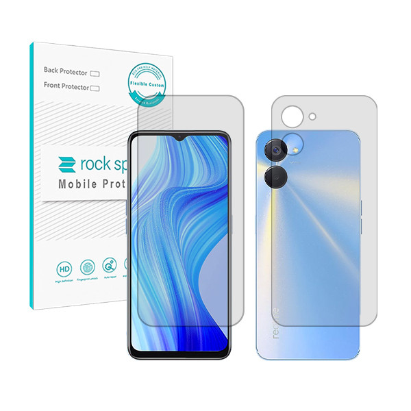 محافظ صفحه نمایش شفاف راک اسپیس مدل HyGEL مناسب برای گوشی موبایل ریلمی V20 به همراه محافظ پشت گوشی