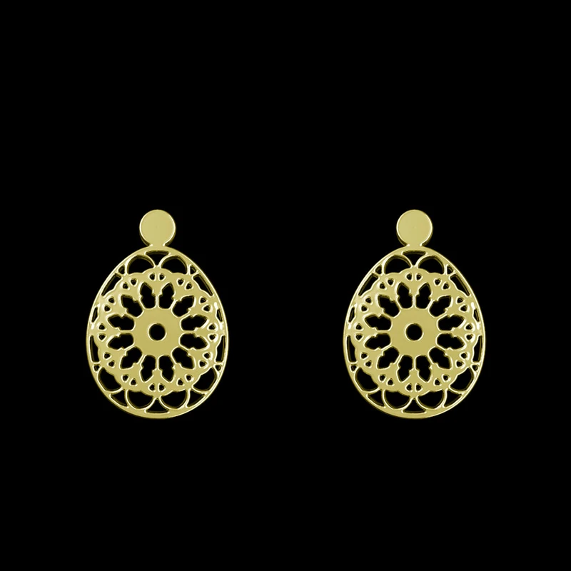 گوشواره طلا 18 عیار زنانه مدوپد مدل هندسی کد GA1-13610