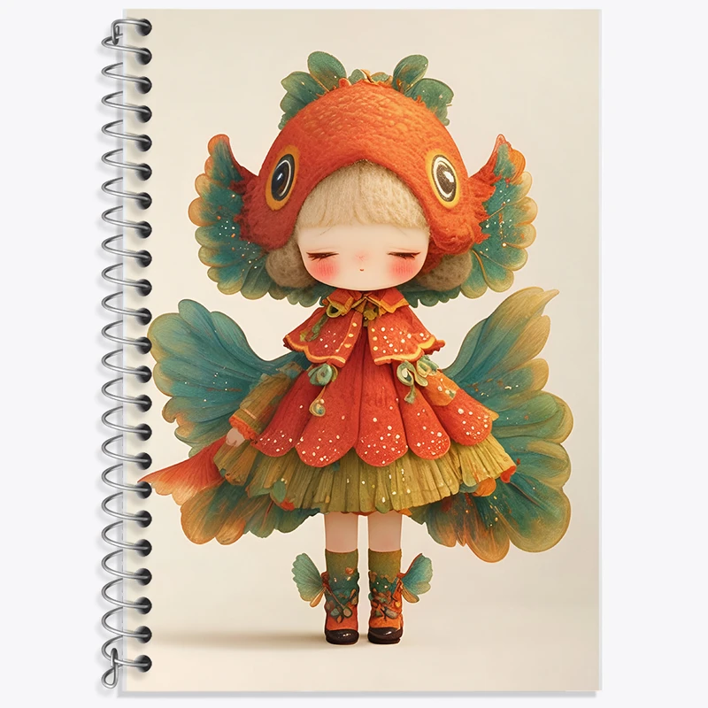 دفتر زبان 50 برگ خندالو مدل سه خط طرح دخترانه کیوت کد F5152