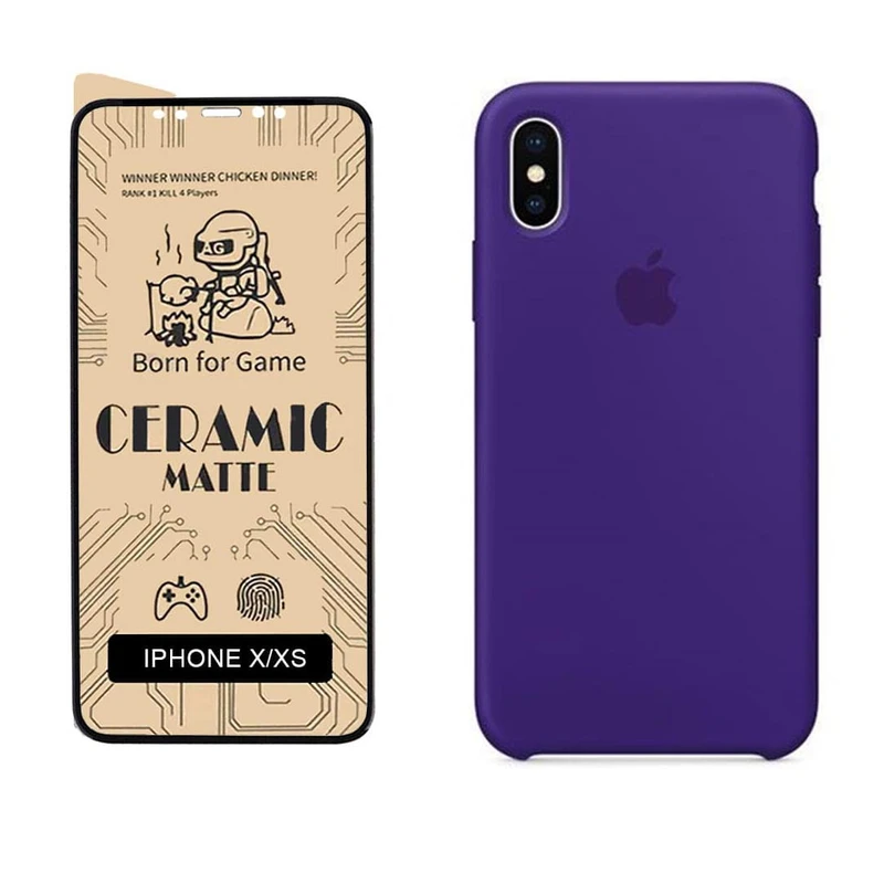 کاور مدل سیلیکونی کد 22 مناسب برای گوشی موبایل اپل iphone X/ XS به همراه محافظ صفحه نمایش سرامیکی