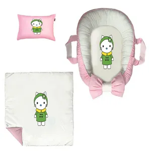 سرویس خواب سه تکه نوزاد ناریکو مدل گارد محافظ دار طرح کیتی کد 0250 