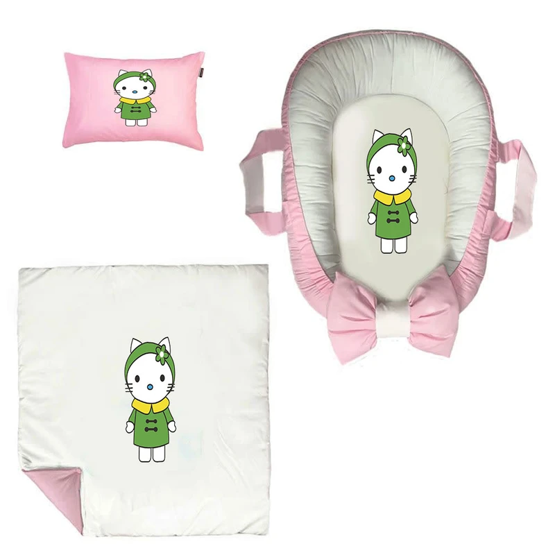 سرویس خواب سه تکه نوزاد ناریکو مدل گارد محافظ دار طرح کیتی کد 0250 