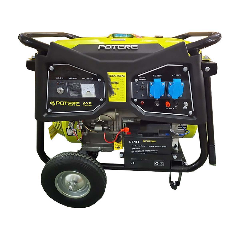 موتور برق پوتر مدل PT15000VES استارتی 8 کیلووات به همراه چرخ و دسته